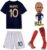 #10 Kids Soccer Jersey Youth France Football Suit Sportswear Shirt Whith Sock and Doll for boy and Girl